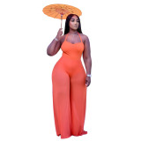 Solid Color Stitching Halter Jumpsuit