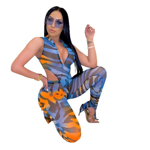 Casual See Through Mesh Romper and Pant