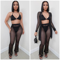 Sexy Mesh Perspective Four Piece Set