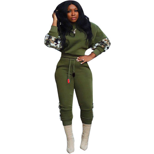 Casual Printed Stitching Sports Sweat Suit