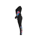 Casual Printed Stitching Sports Sweat Suit