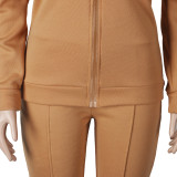 Solid Color Hotfix Letters Womens Fashion 2022 Autumn Clothing Two Pieces