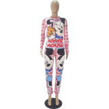 Casual Cartoon Print Home Wear Long Sleeve Pajamas Loungewear Women Sets