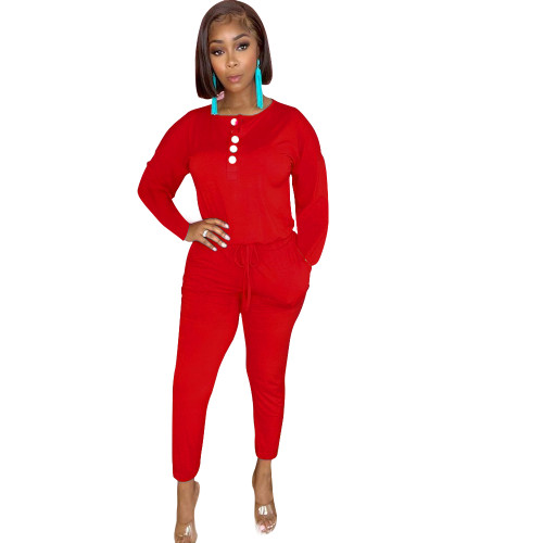 Casual Button Streetwear Jumpsuit