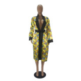 Print Kimono Robes Outerwear For Women