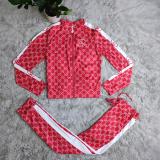 Women's Activewear Long Sleeve Printed Zipper Top & Skinny Pants Set