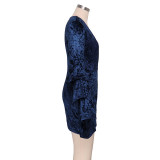Deep-V Sexy Velvet Club Dresses with Wide Sleeves