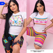 Summer Printed Short Sleeve Shorts Set