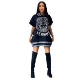 Lady Printed Loose Hooded Button Hollow Out Blouses