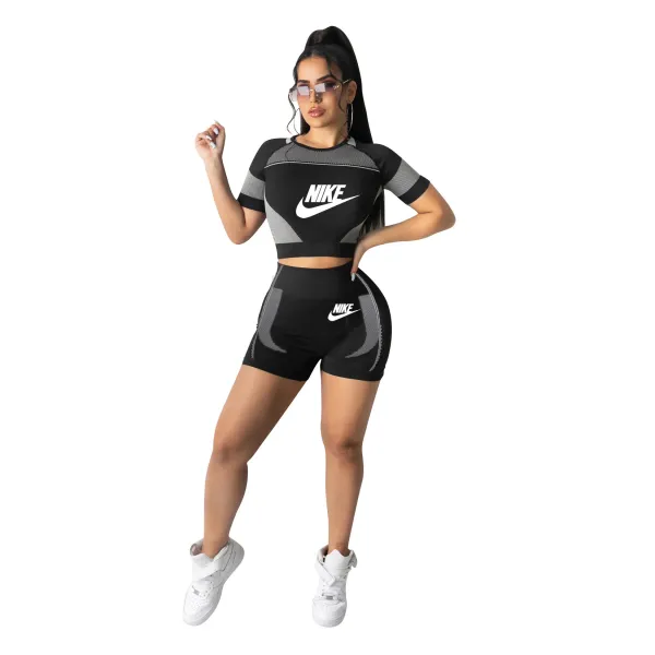 Casual Pattern Printed Short Set Sportswear