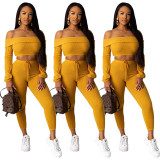 Pit Off Shoulder Crop Top and Trousers