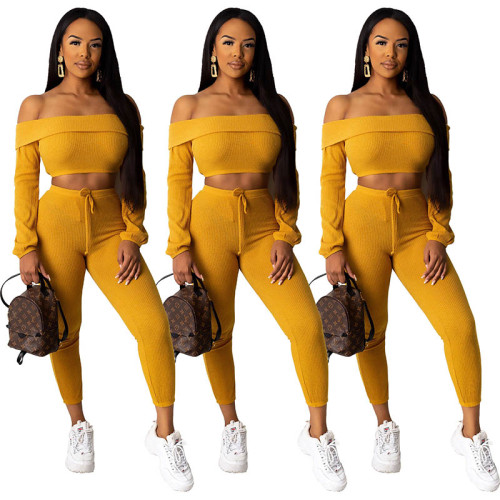 Pit Off Shoulder Crop Top and Trousers