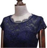 Casual Round Neck Lace Chiffon Swing Dresses