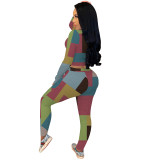 Casual Pattern Printed Sports Sweatpants Two Piece Pants Set