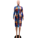 Casual Printed Midi Dress with Belt
