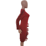 Sexy Ruffles Sleeve Split Dress