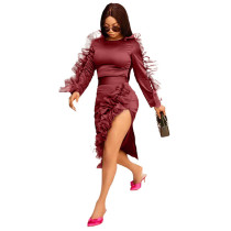 Sexy Ruffles Sleeve Split Dress