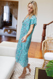 V Neck Print Beach Dress