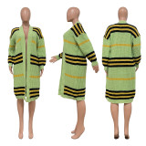Fall/Winter Sweaters Women Fashion Clothes Top Long Sleeve Hand Knit Stripe Cardigan