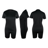 Solid Color Basic Shirt and Tight Shorts
