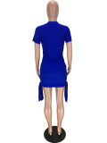 Digital Printed Colorful Cotton Lips Short Sleeve Club Dress