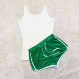 Sexy Solid Color Tank Top Shorts Set Yoga Outfits