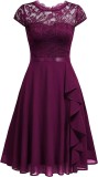 Casual Round Neck Lace Chiffon Swing Dresses