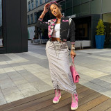 Trendy Printed Single-breasted Baseball Jacket