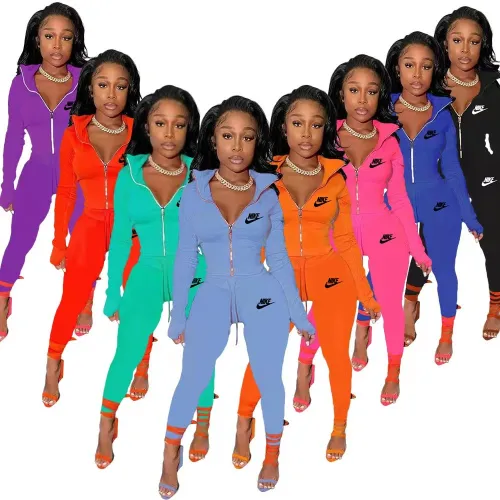 Casual Letter Printed Basic Zipper Turndown Collar Long Sleeve Two Pieces
