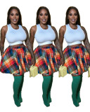 Casual Multi-color Printed Irregular Skirt