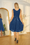 Summer Sexy Lace V Neck Sleeveless Pleated Dress
