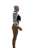 Color-block Jacket Single-breasted Monogrammed Baseball Jersey Tops