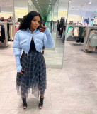 Fashion Women's Stitching Ribbed Casual Stand Collar Crop Padded Jacket