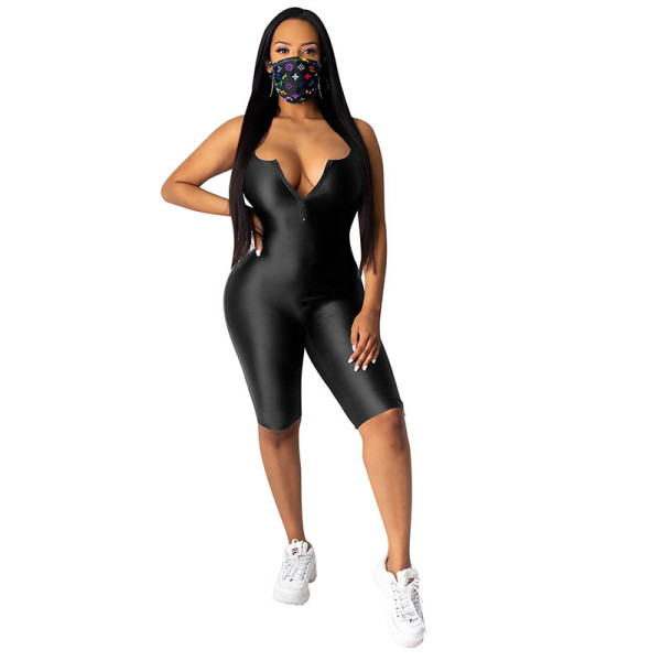 Strapless Zipper Romper
