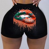 Sexy Ladies Low Waist Graphic Printed Yoga Shorts