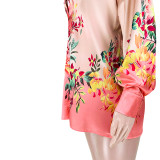 Casual Buttons Reflective Gradient Contrast Print Long Shirt