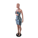 Halter Denim Zipper Clubwear Sexy Bodycon Dress