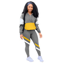 Casual Stitching Sports Long Pant Set