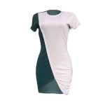 Sexy Short Sleeve Contrast Slit Club Dress