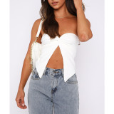 Solid Kink Bandeau Sexy Strapless Top