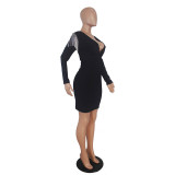 Casual Solid Color Deep V-neck Tassel Bodycon Dress