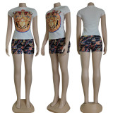 Casual Printed Short Sleeve Short Set
