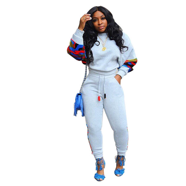 Casual Printed Stitching Sports Sweat Suit