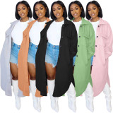 Solid Color Casual Loose Cardigan Double Sided Fleece Long Jacket