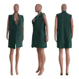 Winter Fall Tops Knitted Breasted Patch Pocket Cardigan Vest