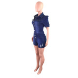 Casual Slim Fit Holes Shorts Denim Rompers