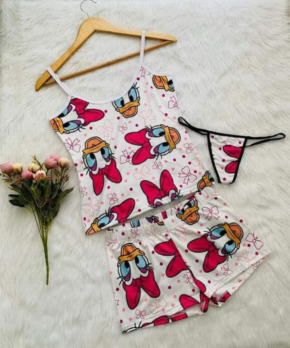Casual Straps Graphic Print Shorts Suit Yoga Short Set