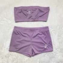 Solid Color Embroidered Letters Wrapped Shorts Set