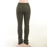 Spring Knitted Stripe Sexy Slim High Waist Pants