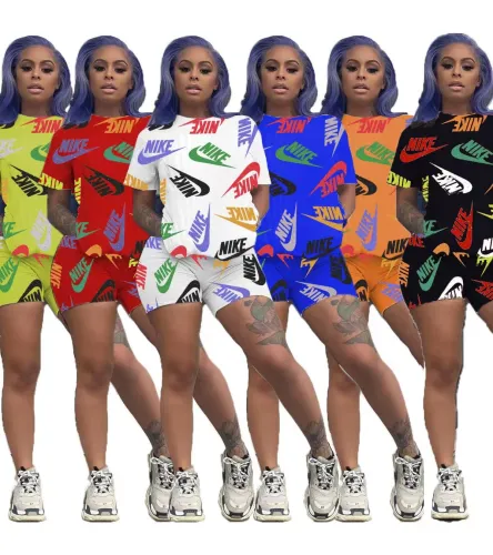 Casual Letter Print Short Sleeve Two Piece Sportswear Short Set
